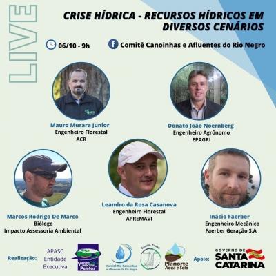 Live dos Comitês do Planalto de SC discutirá recursos hídricos em diversas atividades