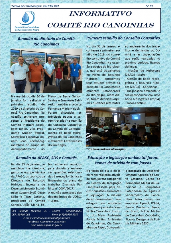 Informativo Comitê Canoinhas 02.2019