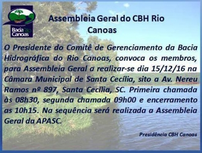 ASSEMBLÉIA GERAL ORDINÁRIA DO CBH CANOAS