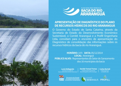 ENCONTRO REGIONAL ARARANGUÁ - APRESENTAÇÃO DE DIAGNÓSTICO DO PLANO DE RECURSOS HÍDRICOS DO RIO ARARANGUÁ.