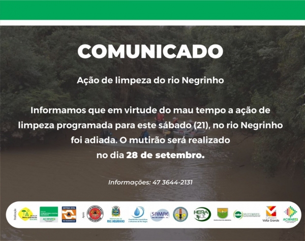5ª Ação de Limpeza do Rio Negrinho 28/09/2019