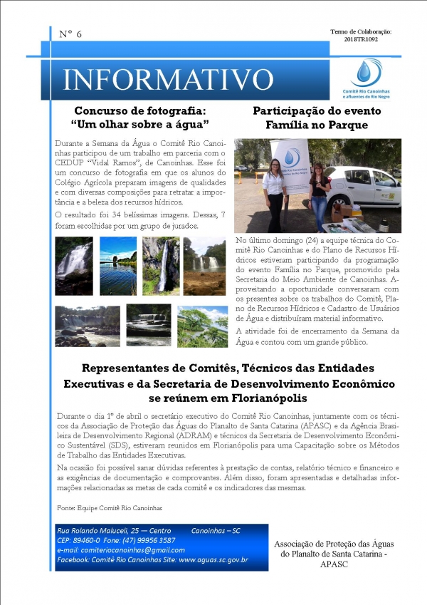 Informativo Comitê Canoinhas 06.2019