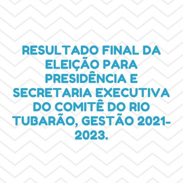 Resultado final da eleição para diretoria do Comitê de Bacia Hidrográfica do Rio Tubarão e Complexo Lagunar