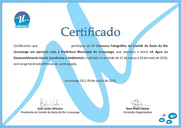Comitê Urussanga encaminha certificados de eventos