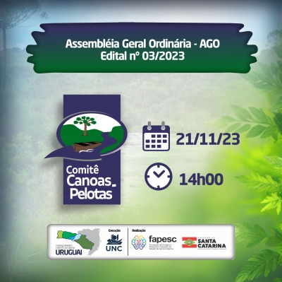 Comitê Canoas e Pelotas convoca 3ª Assembleia Geral Ordinária de 2023