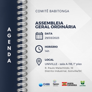 Convocação para Assembleia Geral Ordinária do Comitê Babitonga - 29/03/2023