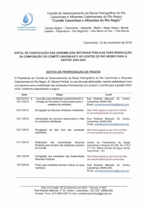 PERÍODO PARA INSCRIÇÃO DAS ENTIDADES JUNTO AO COMITÊ FOI PRORROGADO PARA 19/11/2019.