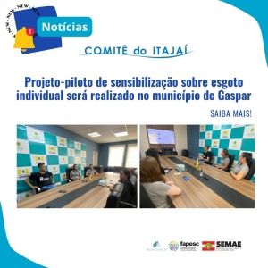Projeto-piloto de sensibilização sobre esgoto individual será realizado no município de Gaspar