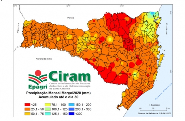 RELATÓRIO PARCIAL 03/2020 DA EPAGRI/CIRAM APRESENTA OS EFEITOS DA ESTIAGEM NA PRODUÇÃO AGROPECUÁRIA DO ESTADO