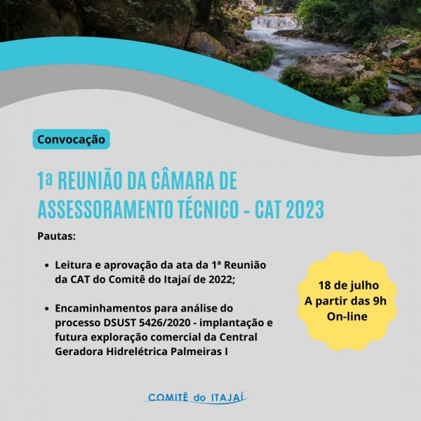 EDITAL N° 04/2023 DE CONVOCAÇÃO DA  1ª REUNIÃO DA CÂMARA DE ASSESSORAMENTO TÉCNICO – CAT 2023