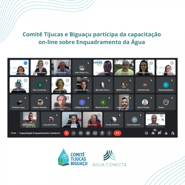 Comitê Tijucas e Biguaçu participa da capacitação on-line sobre Enquadramento da Água