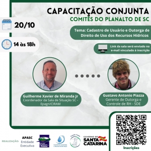 Capacitação Conjunta “Cadastro de Usuário e Outorga de Direito de Uso dos Recursos Hídricos” - 20/10