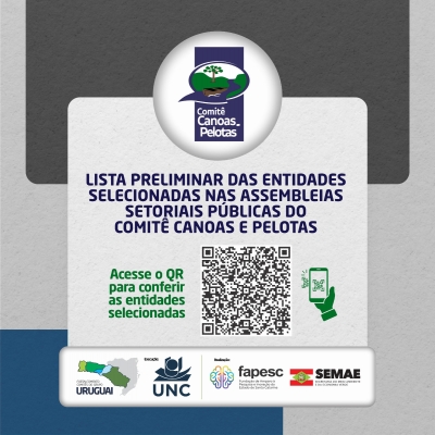 Lista preliminar das entidades selecionadas para compor o Comitê Canoas e Pelotas – Gestão 2024-2028