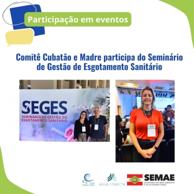 Comitê Cubatão e Madre participa do Seminário de Gestão de Esgotamento Sanitário