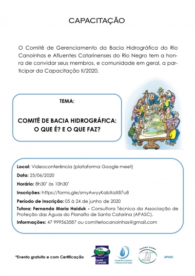 CAPACITAÇÃO II. 2020 COMITÊ  CANOINHAS E AFLUENTES DO RIO NEGRO