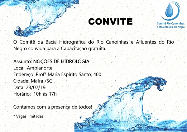 Noções de Hidrologia é o tema da capacitação do Comitê Rio Canoinhas