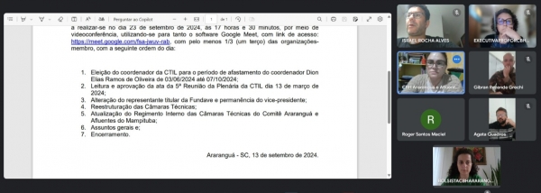 Comitê Araranguá e Afluentes do Mampituba reúne Câmara Técnica de Assuntos Institucionais Legais