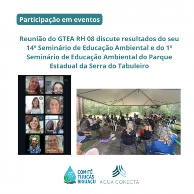 Reunião do GTEA RH 08 discute resultados do seu 14º Seminário de Educação Ambiental e do 1º Seminário de Educação Ambiental do Parque Estadual da Serra do Tabuleiro