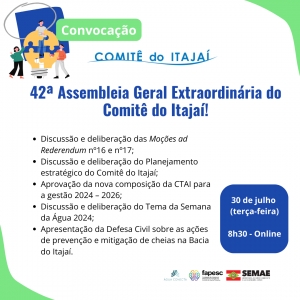 Convocação da 42ª Assembleia Geral Extraordinária do Comitê do Itajaí
