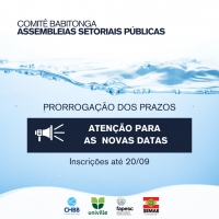 Prorrogação do prazo de inscrição para Assembleias Setoriais Públicas