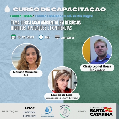 Legislação Ambiental em Recursos hídricos é tema da capacitação do Comitê Timbó e Canoinhas e Afl. do Rio Negro