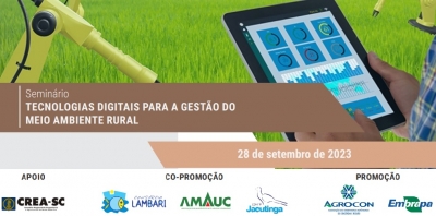 Seminário abordará o tema “Tecnologias digitais para a gestão do meio ambiente rural”