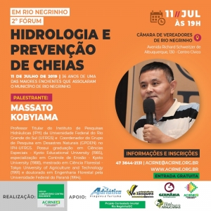 2º Fórum de Hidrologia e Prevenção de Cheias é tema de Palestra em Rio Negrinho