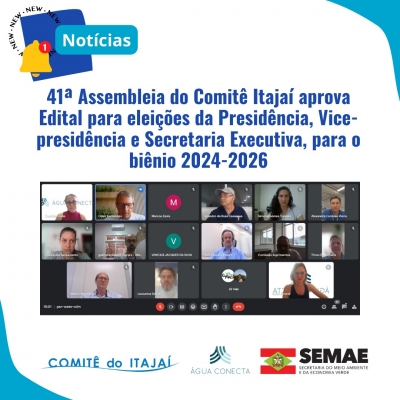 41ª Assembleia do Comitê Itajaí aprova Edital para eleições da Presidência Vice-presidência e Secretaria Executiva, para o biênio 2024-2026
