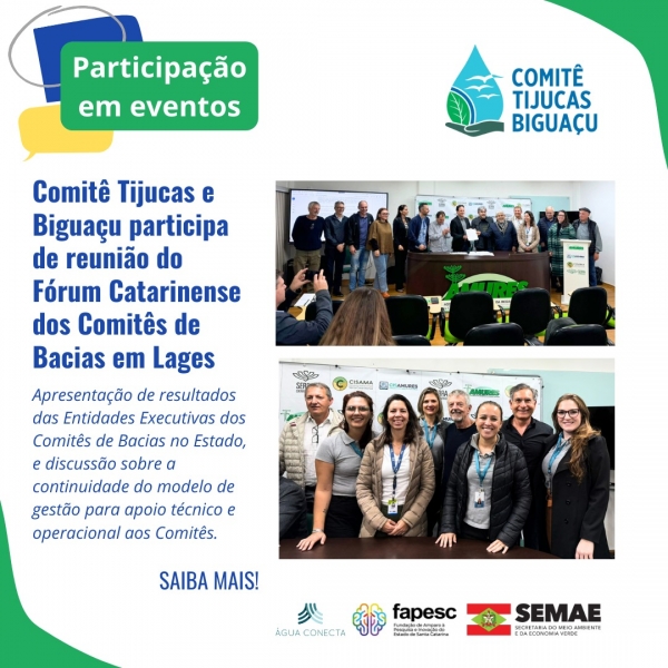 Comitê Tijucas e Biguaçu participa de reunião do Fórum Catarinense dos Comitês de Bacias em Lages