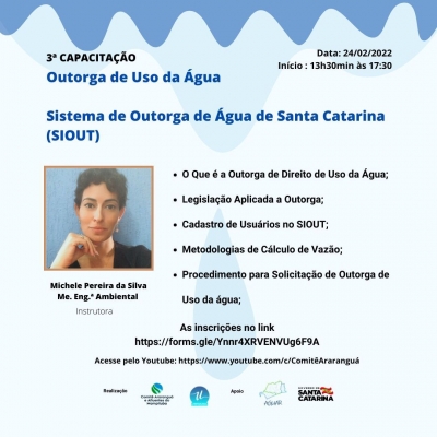 Capacitação Outorga de Uso da Água: sistema de outorga de uso da água de Santa Catarina (SIOUT)