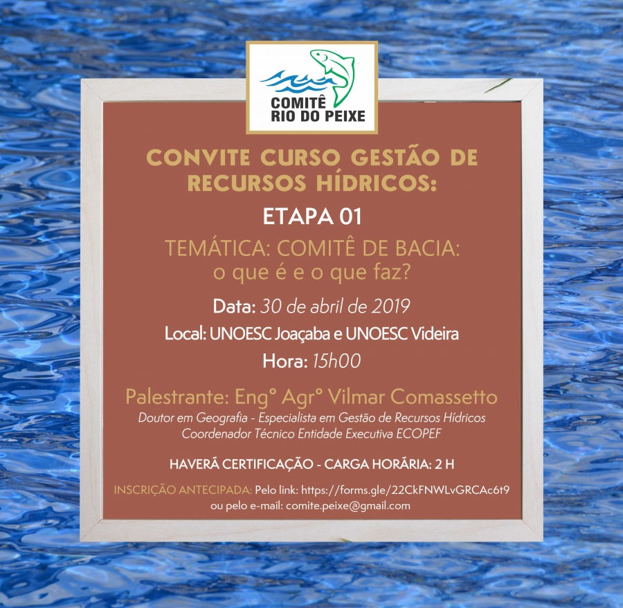 Convite: Capacitação em gestão de recursos hídricos