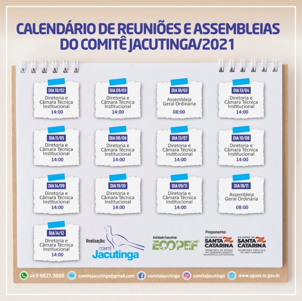 Comitê Jacutinga define calendário de reuniões 2021
