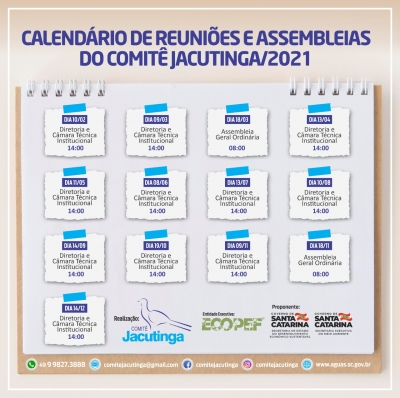 Comitê Jacutinga define calendário de reuniões 2021