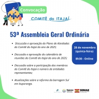Convocação! Última Assembleia Geral Ordinária de 2024 do Comitê do Itajaí!