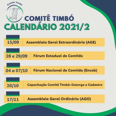Calendário de Eventos 2021/2 – Comitê Timbó