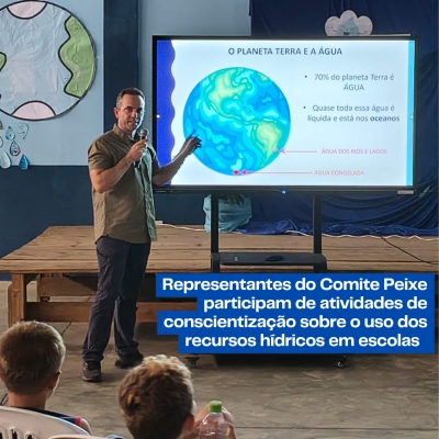 Representantes do Comite Peixe participam de atividades de conscientiza&ccedil;&atilde;o sobre o uso dos recursos h&iacute;dricos em escolas