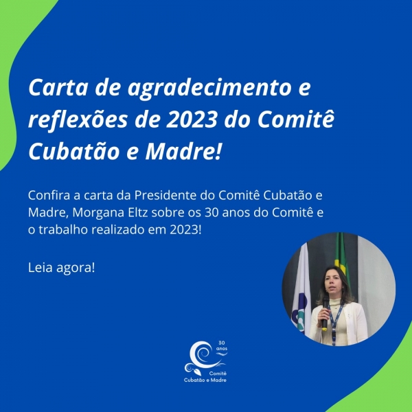 Carta de agradecimento e reflexões de 2023 do Comitê Cubatão e Madre!