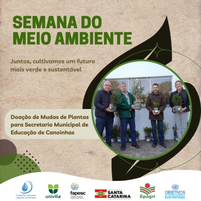 Comitê Canoinhas e Epagri doam mudas de plantas para Secretaria Municipal de Educação em celebração ao Dia Mundial do Meio Ambiente