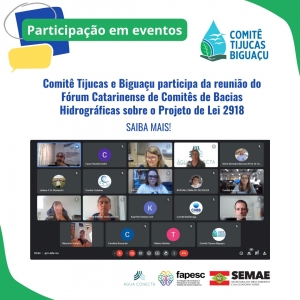 Comitê Tijucas e Biguaçu participa da reunião do Fórum Catarinense de Comitês de Bacias Hidrográficas sobre o Projeto de Lei 2918