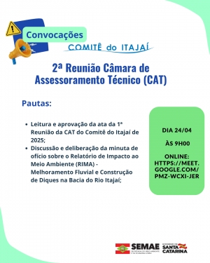 Convocação 2ª Reunião CAT de 2025!