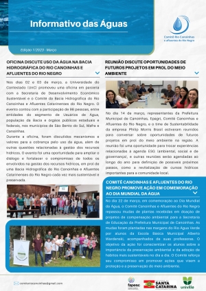 Boletim Informativo: Comitê Canoinhas destaca ações em prol do meio ambiente na Bacia Hidrográfica