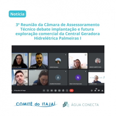 3ª Reunião da Câmara de Assessoramento Técnico debate implantação e futura exploração comercial da Central Geradora Hidrelétrica Palmeiras I
