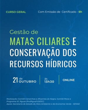 Curso abordar&aacute; gest&atilde;o de matas ciliares e conserva&ccedil;&atilde;o dos recursos h&iacute;dricos com foco em a&ccedil;&otilde;es pr&aacute;ticas e experi&ecirc;ncias exitosas