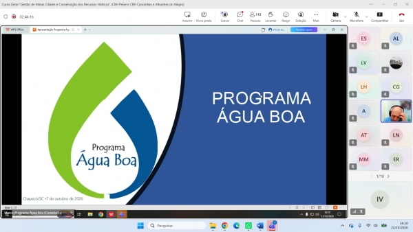 Comit&ecirc; Chapec&oacute; e Irani participa de curso sobre conserva&ccedil;&atilde;o dos recursos h&iacute;dricos e acompanha avan&ccedil;os do Projeto Rede Mata Ciliar