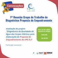 Convocação 1ª Reunião Grupo de Trabalho de Diagnóstico Proposta de Enquadramento