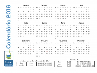 Calendário - 2016