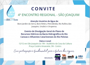 EVENTO: Encontro Regional em São Joaquim - Apresentação do Plano de Recursos Hídricos Canoas-Pelotas