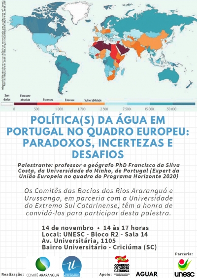 Palestrante de Portugal abordará gestão das águas em Criciúma