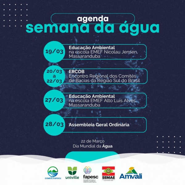 Semana da Água: Agenda do Comitê Itapocu