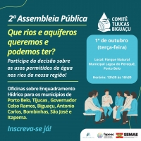 2ª Assembleia Pública debaterá usos permitidos das águas e aquíferos da Bacia do Rio Biguaçu e região litorânea da Costa Esmeralda